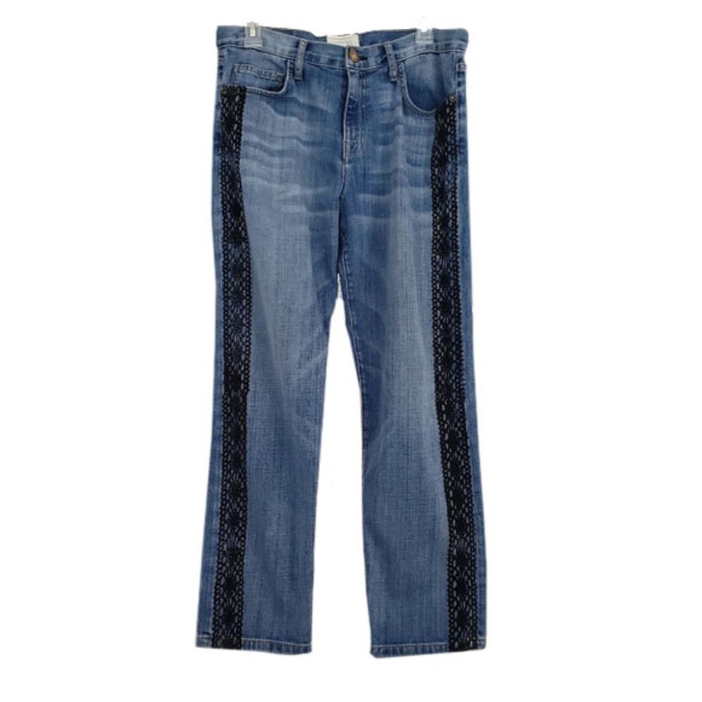 Current/Elliott Tuxedo Lace High Rise Ankle Jeans